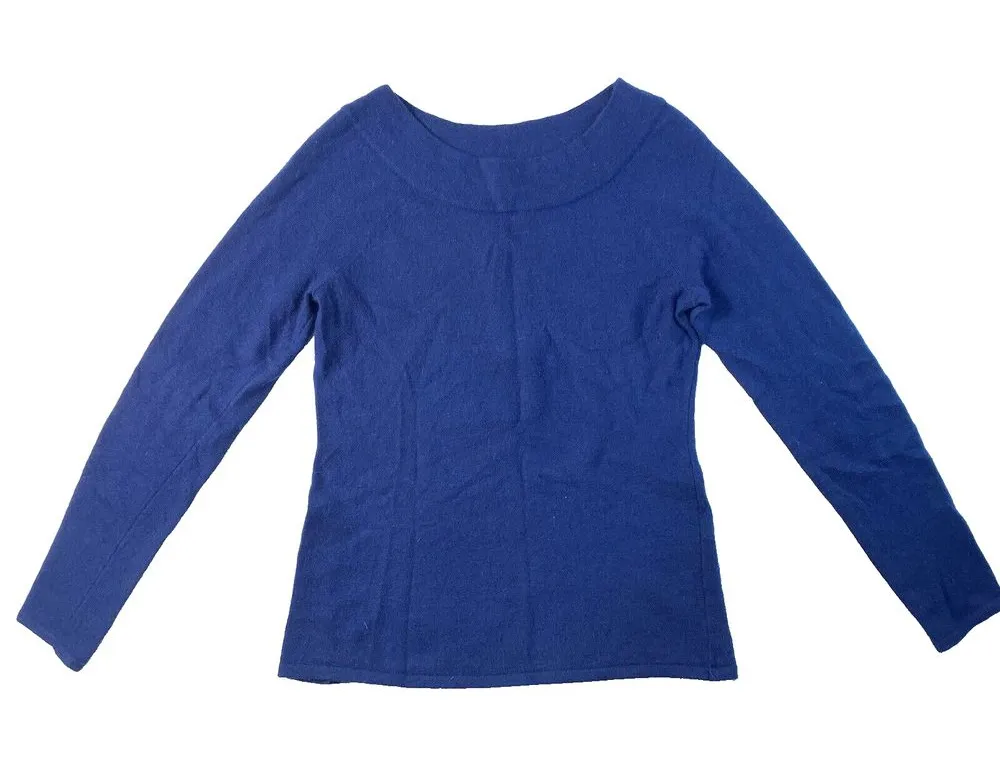 Marisa Christina Sweater Women's Size Medium Angora Wool Blend Blue Round Neck - Image 1
