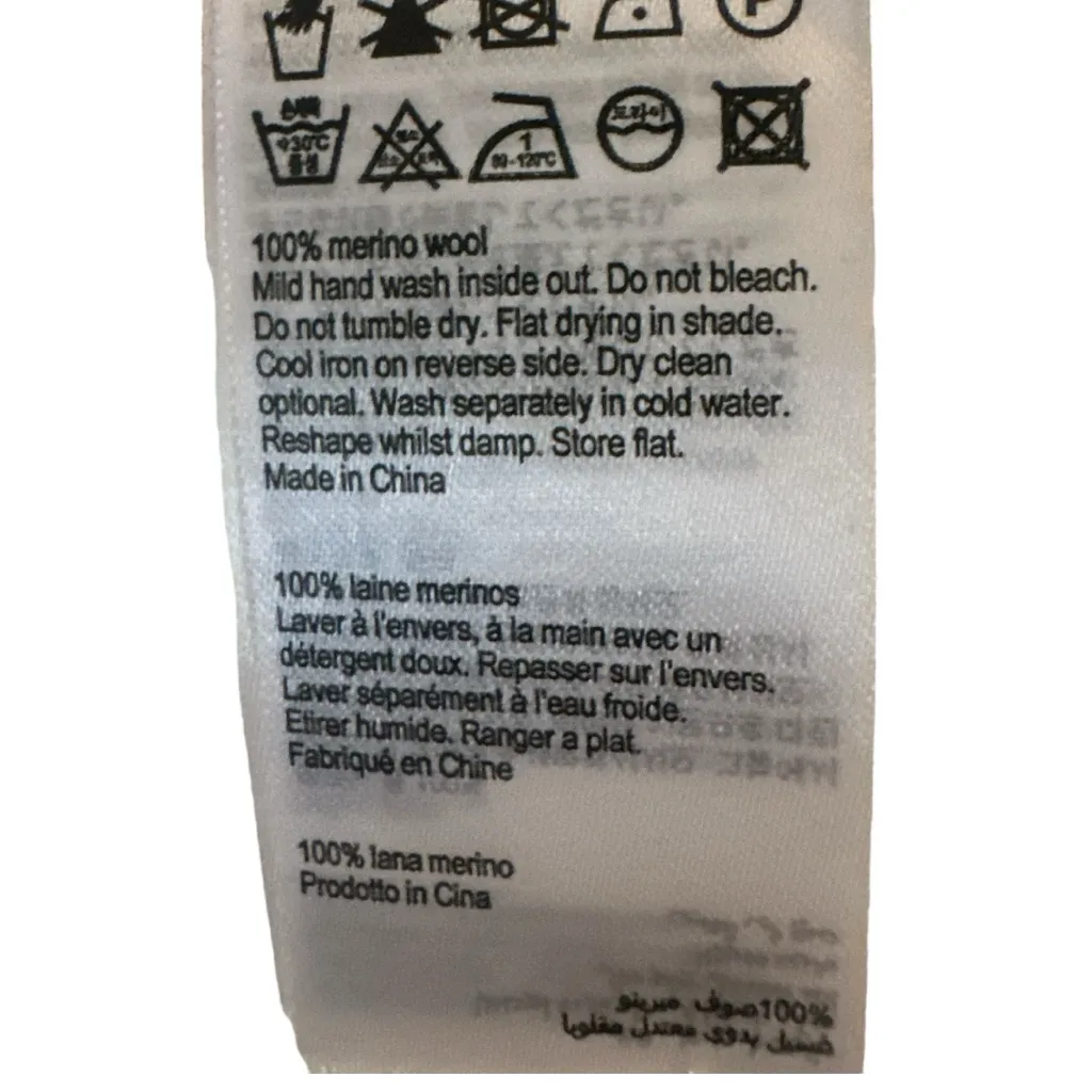 ALLSAINTS 100% Merino Wool Sweater Beige w/ Gray Stripe Size M Crewneck - Image 6