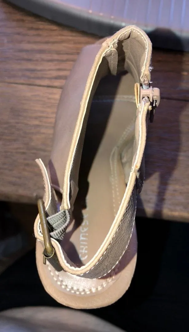 Tan Wedge Sandals Size 7 - Image 3