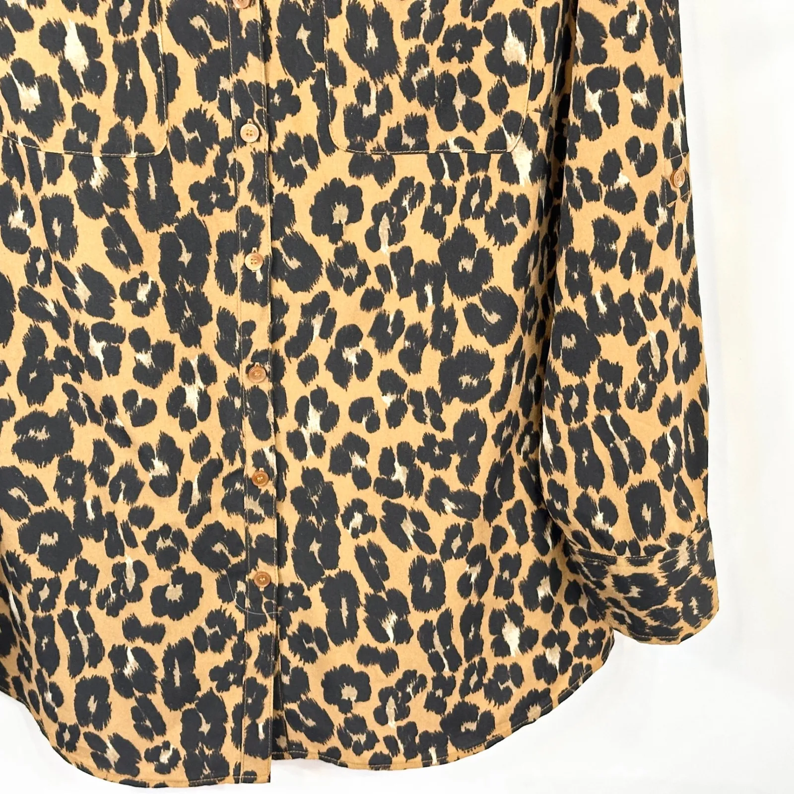 Talbots Plus Size 1XP Top Leopard Print Button Down Long Sleeve Mob Wife 408 - Image 4