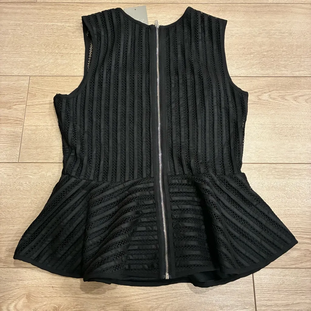 NWT HD in Paris x Anthropologie Mesh Sleeveless Peplum Striped Top Size S - Image 5