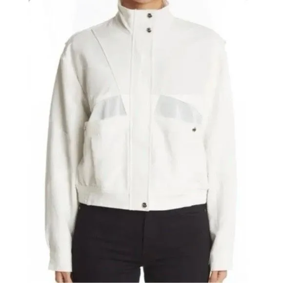 Blank NYC So Icy White Crepe Bomber Jacket Size M - Image 3