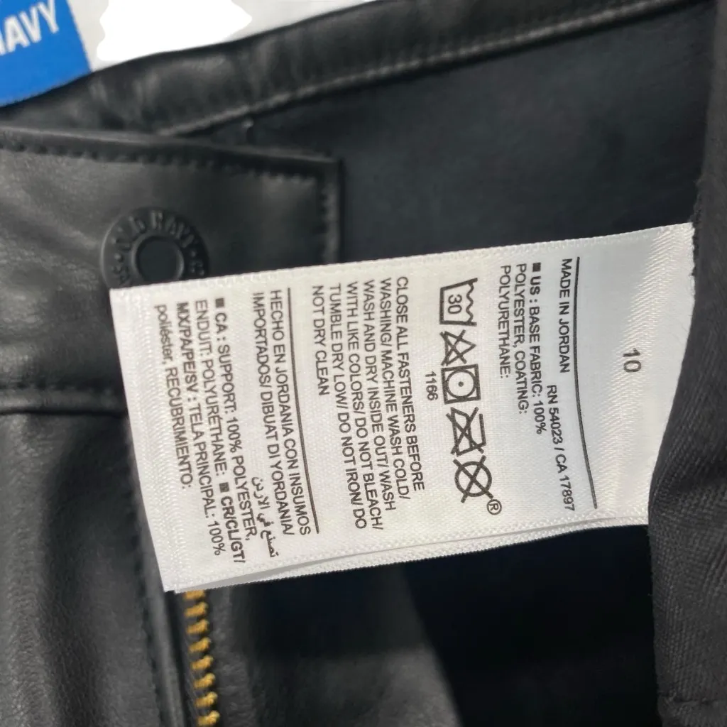 Old Navy Faux Leather Black Straight Leg Pants OG Loose New - Image 7