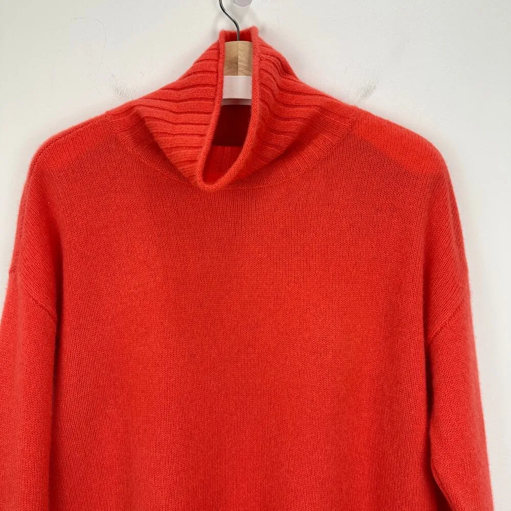 Charter Club Luxury Cashmere Mockneck Sweater Red Holiday Relaxed Boxy Medium - Image 3