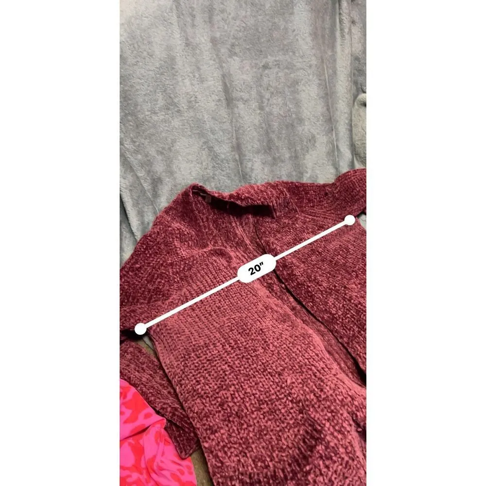 Seven7 Women's Chenille Cardigan Sweater, Burgundy, Size Medium (Minor Pulls) - Image 12