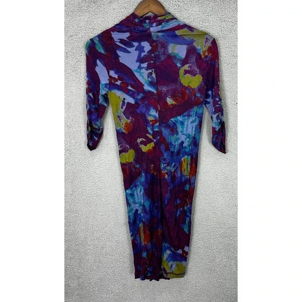 Rachel Roy Dress Womens XS Purple Gathered V Neck Ruched Vtg Y2K Fairy‎ Boho - Image 3
