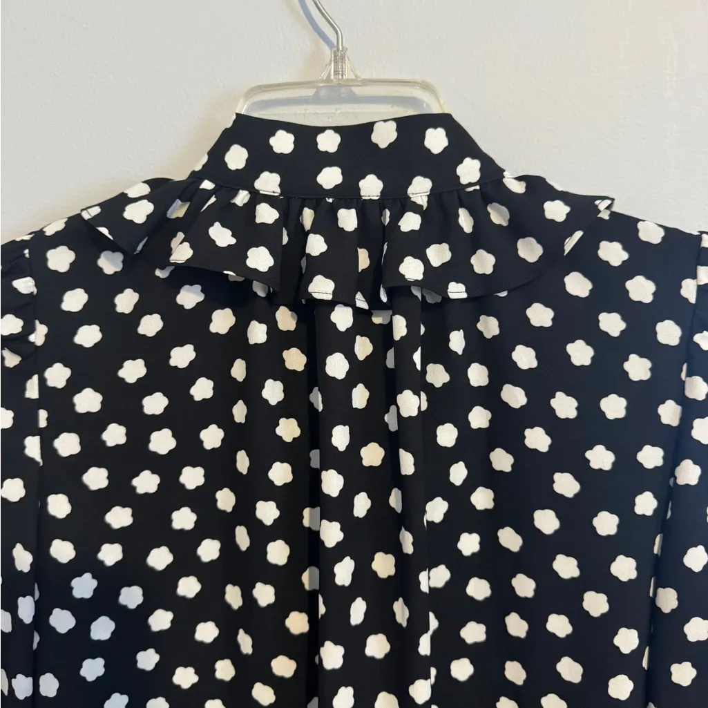 Kate Spade Black and White Cloud Dot Patterned Blouse size XS - Image 10