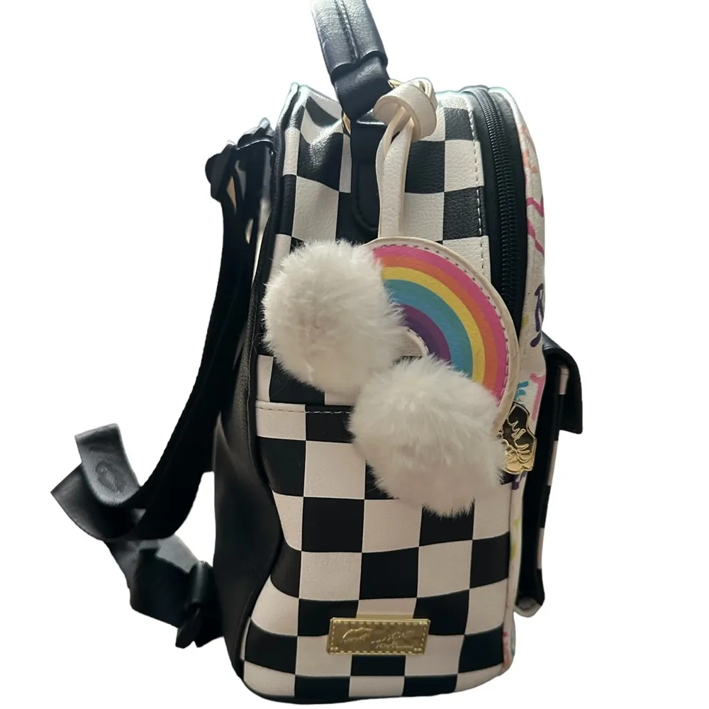 Betsey Johnson Luv Betsey  Faux Leather Colorful Mini Backpack Rainbow Bag Charm - Image 8