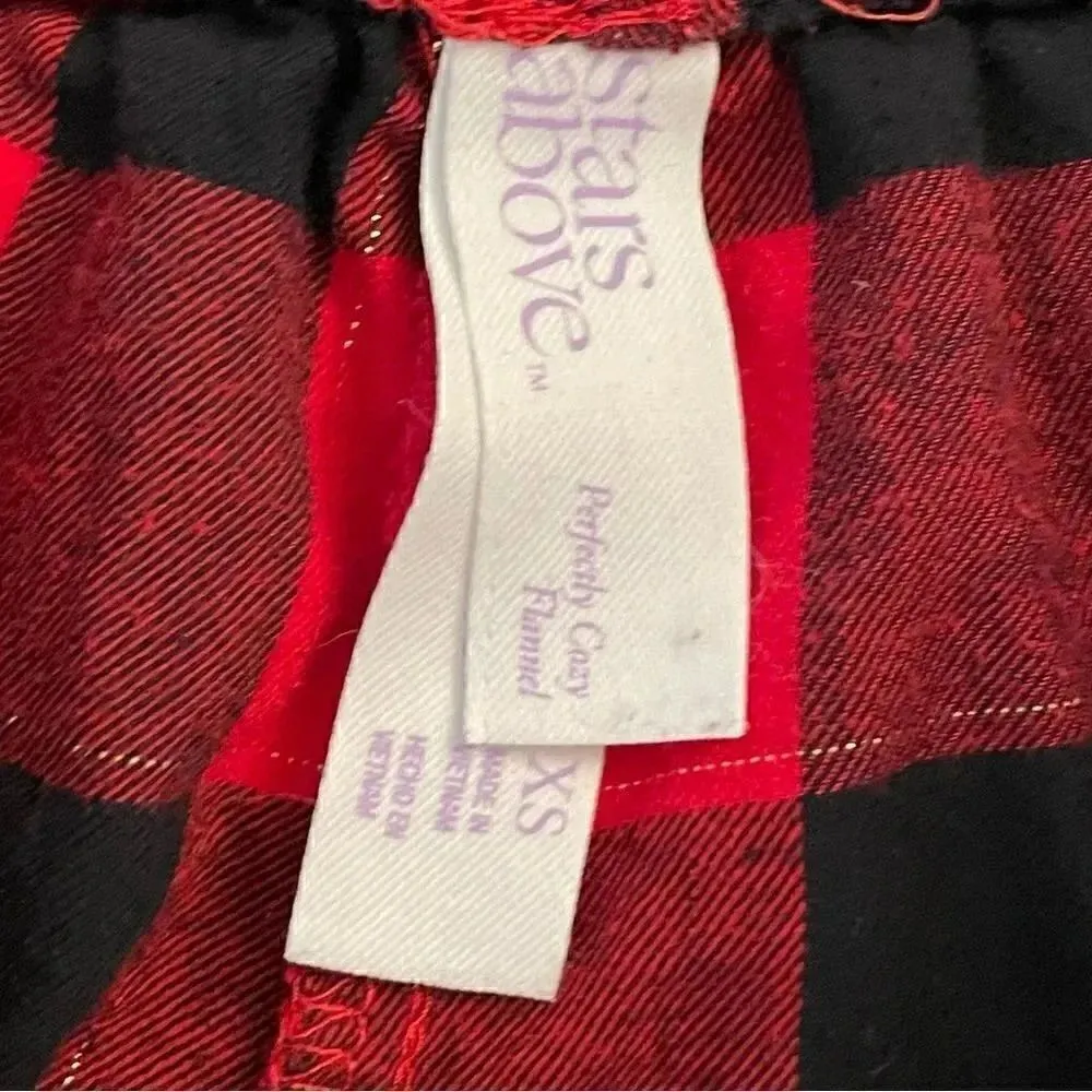 Stars Above Buffalo Plaid Ref Black Bedtime Sleepwear Short Pajama Pants SZ XS - Image 6