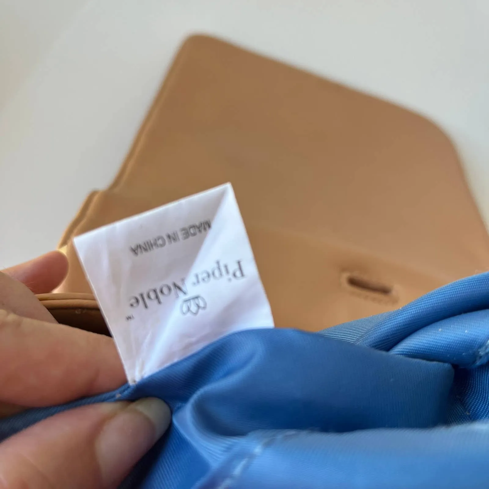 Piper Noble Quilt Convertible Backpack Crossbody Bag Neutral Blush Vegan Leather Tan - Image 11