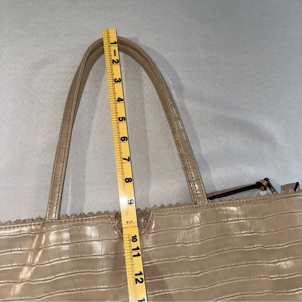 Carlos Falchi • Crocodile Embossed Tote Bag Faux Leather Large Roomy Gray - Image 13