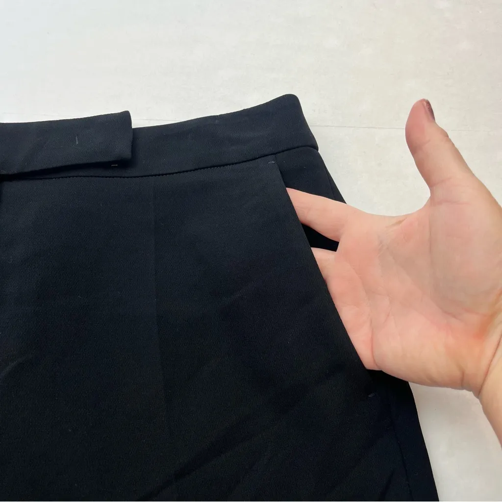 MaxMara Straight Leg Pants Women Size 8 Black Side Buttons Triacetate Polyester - Image 13