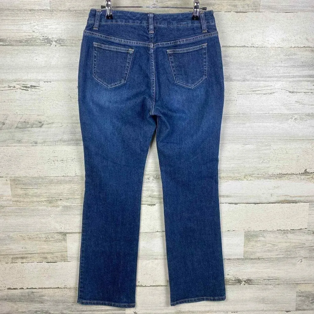 Lands End Straight Leg Mom Jeans Womens 4 Petite Dark Wash High Waist Vintage Blue Size 4P - Image 4