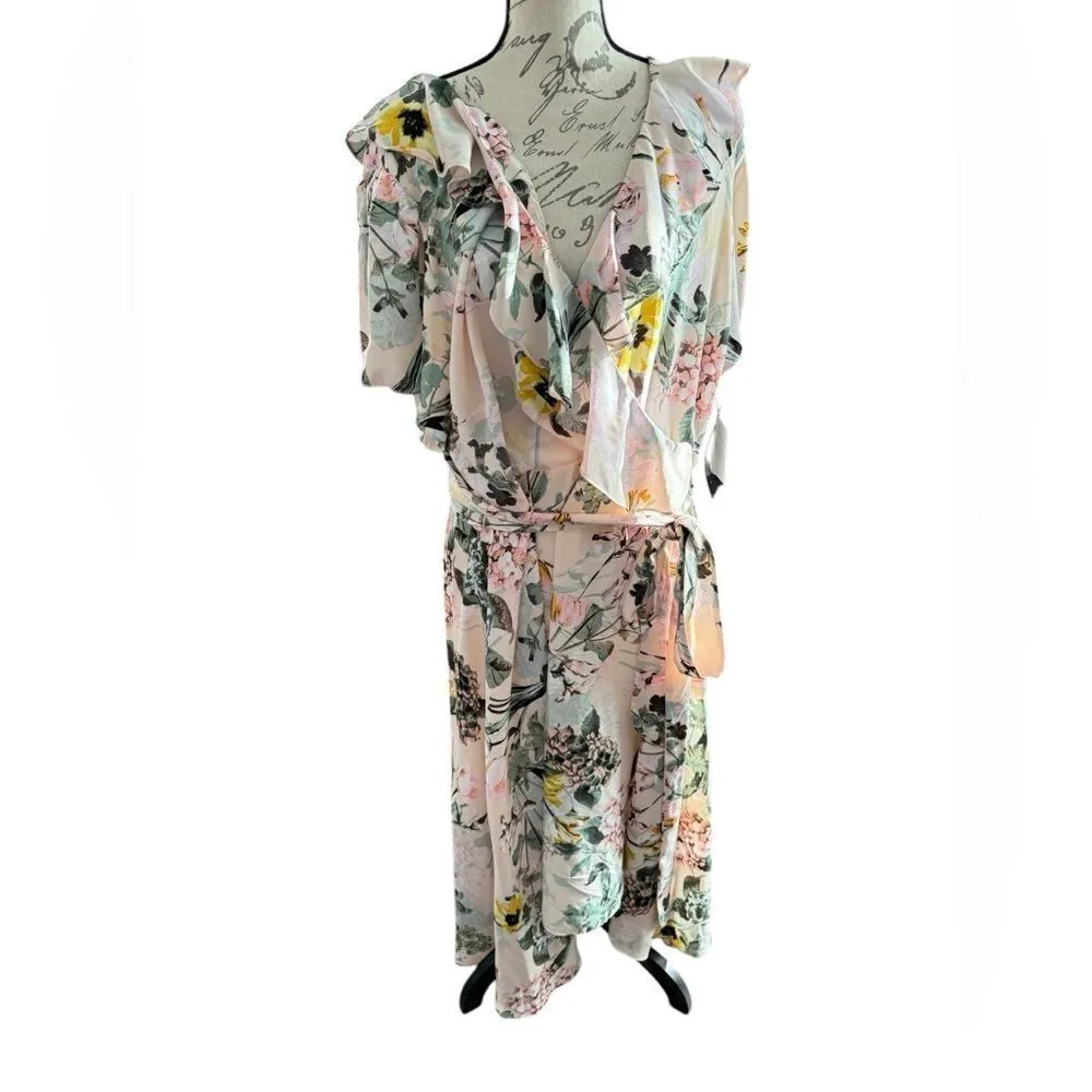 DN Design Floral Dress Pink Yellow Green Size 22W NWT - Image 3