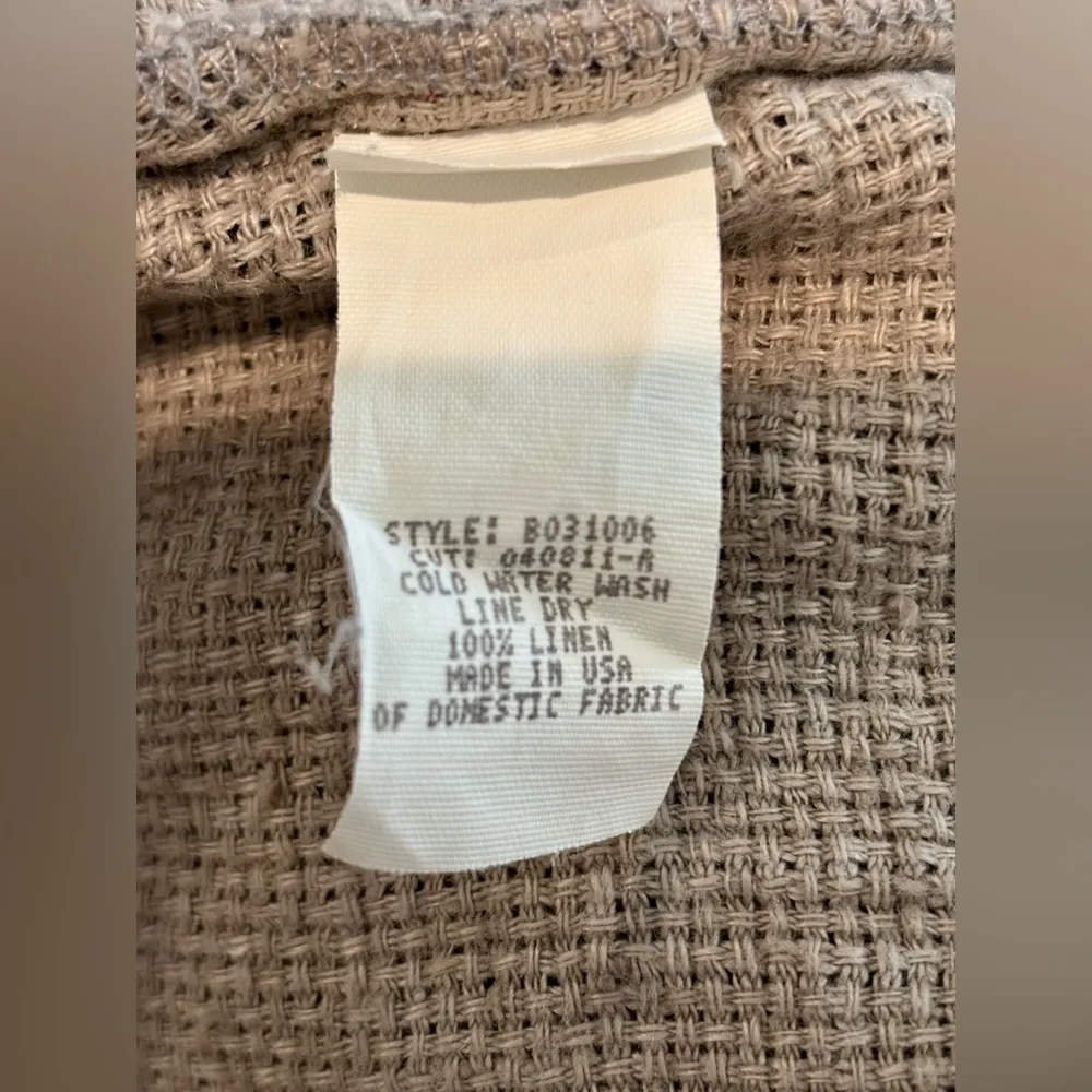 BETS by Canvasbacks Taupe Black 4 Wood Button Bird Fish Linen Boxy Jacket Medium - Image 6