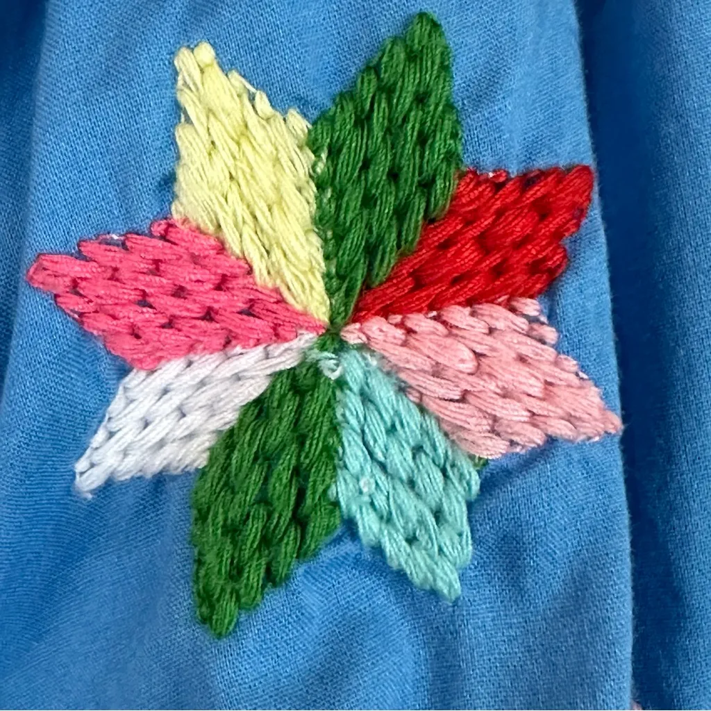 Love Moschino Blue Floral Embroidered Beaded Top Blouse Top 2 Festival Coachella - Image 7