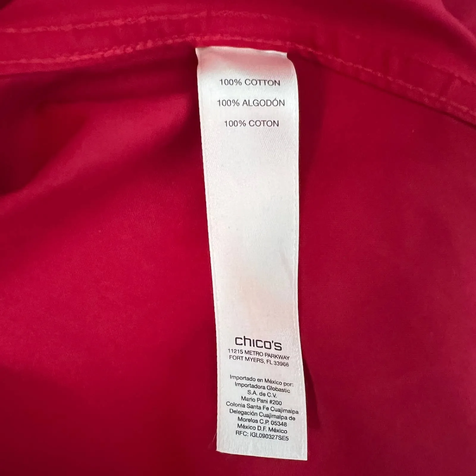 Chico's No Iron Button Down Red Top Size M/L Tunic - Image 9