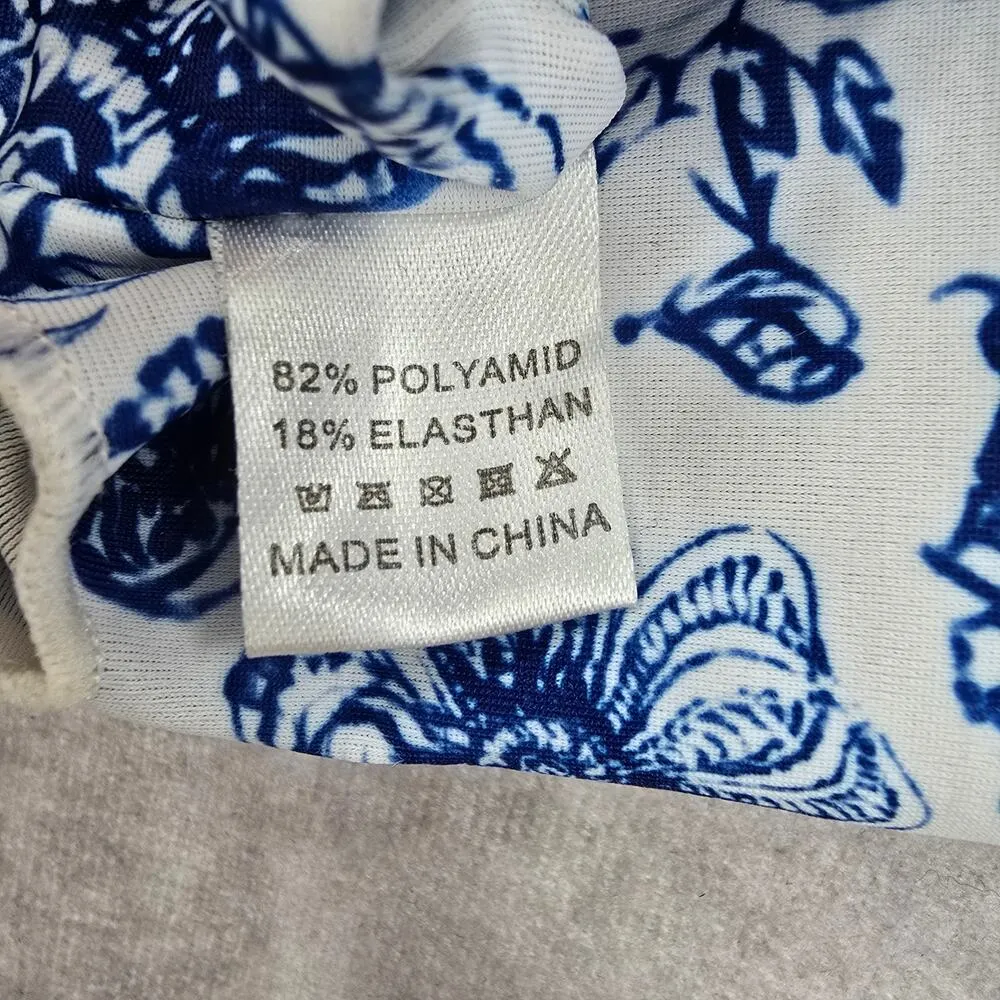 Blue White Floral Bikini‎ Top Tie Front Swimwear Swimsuit Small - Image 6