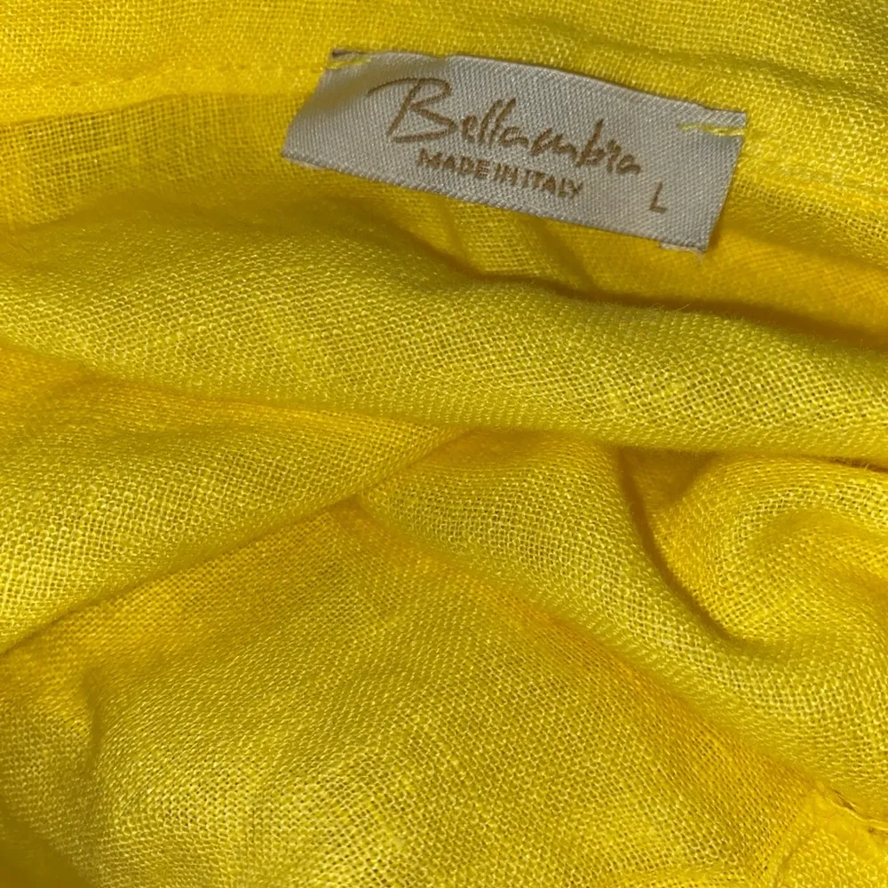 Bella Umbra 100% Linen Italian Made MIDI Shift Dress Lagenlook Sz L Yellow Size L - Image 12