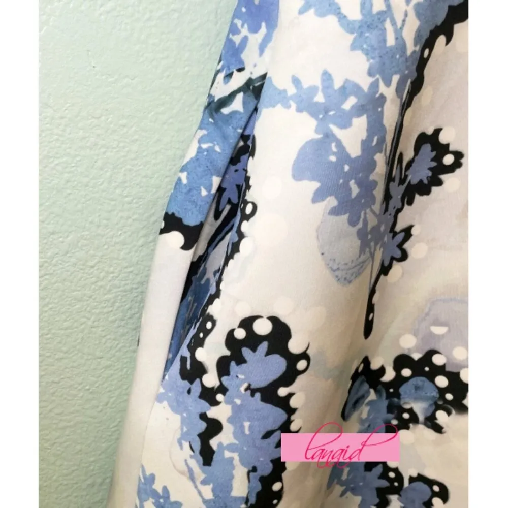 Cynthia Rowley Off-The-Shoulder Blue Ivory Fit And Flare Skater A-Line Neoprene - Image 5