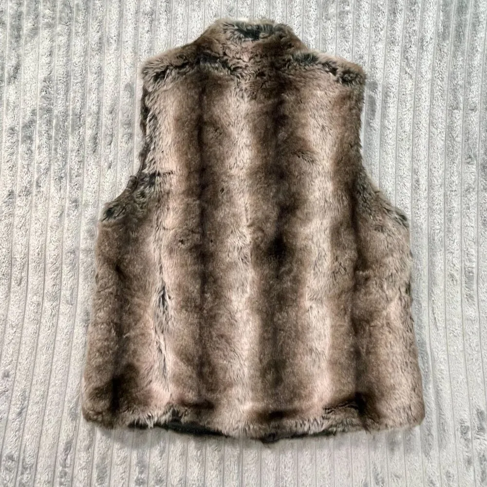 Woodland Cashmere Vest Womens L Faux Fur Black Tan Boho Western Chic‎ NWT Size L - Image 11