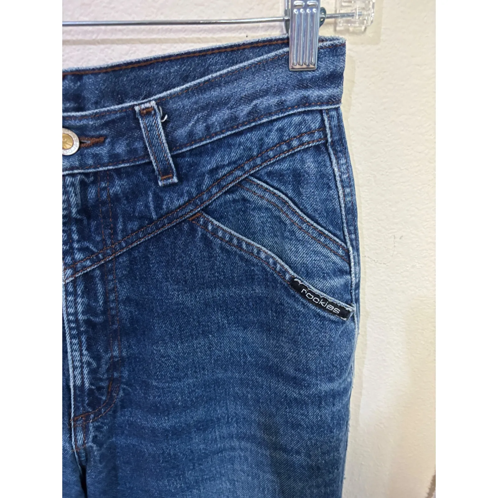 Vtg Rocky Mountain Jeans Womens High Rise Denim Sz 28" x 28 Bareback 90s Tapered - Image 7