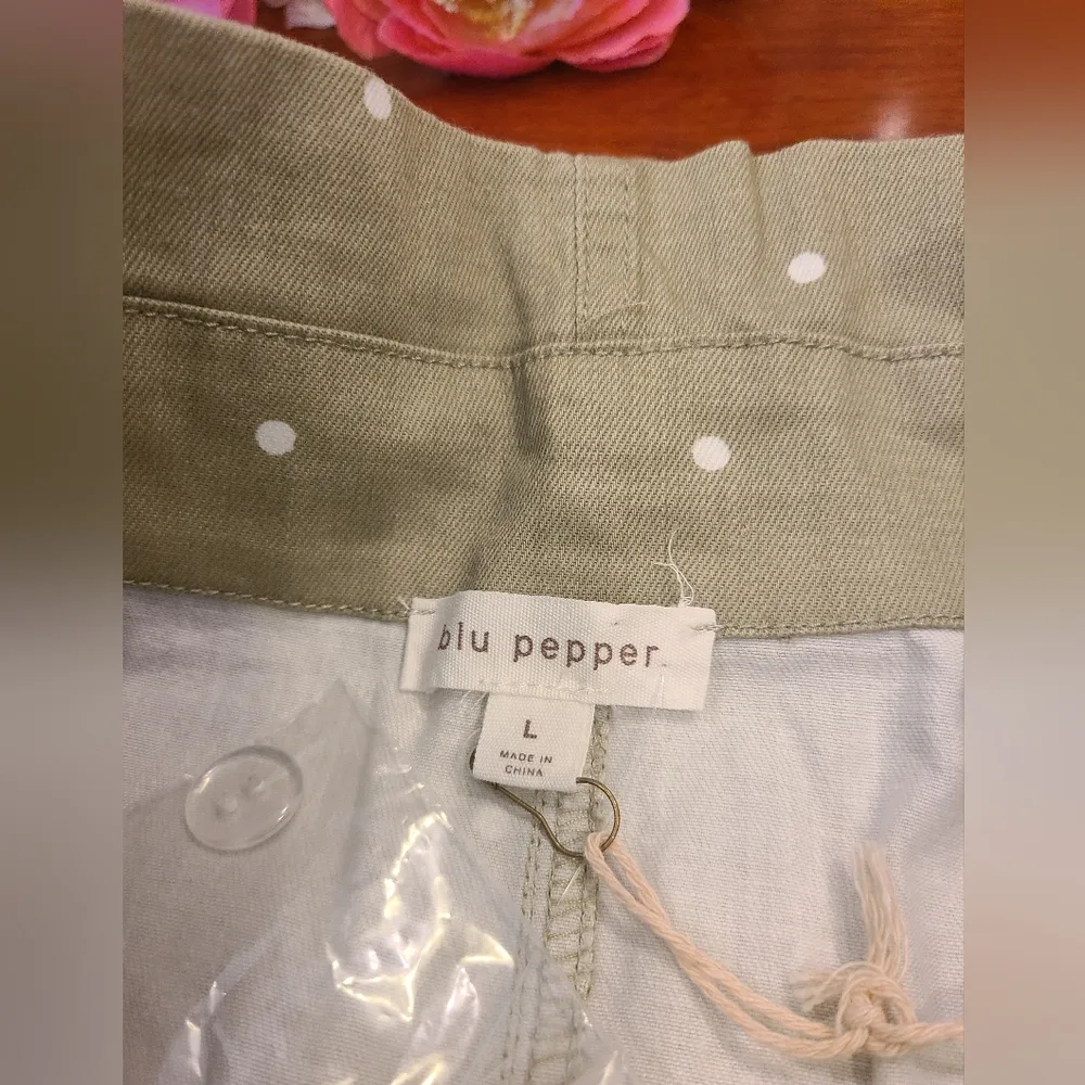 Blu Pepper Denim Green Polka-dot Skirt Size Large - Image 6