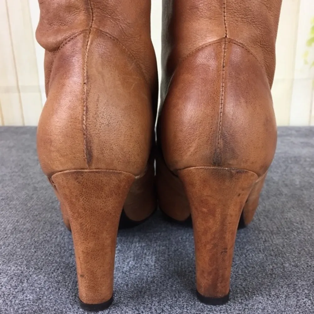 BRUNO MAGLI Tall Brown Leather Boots Size 34 - Image 7