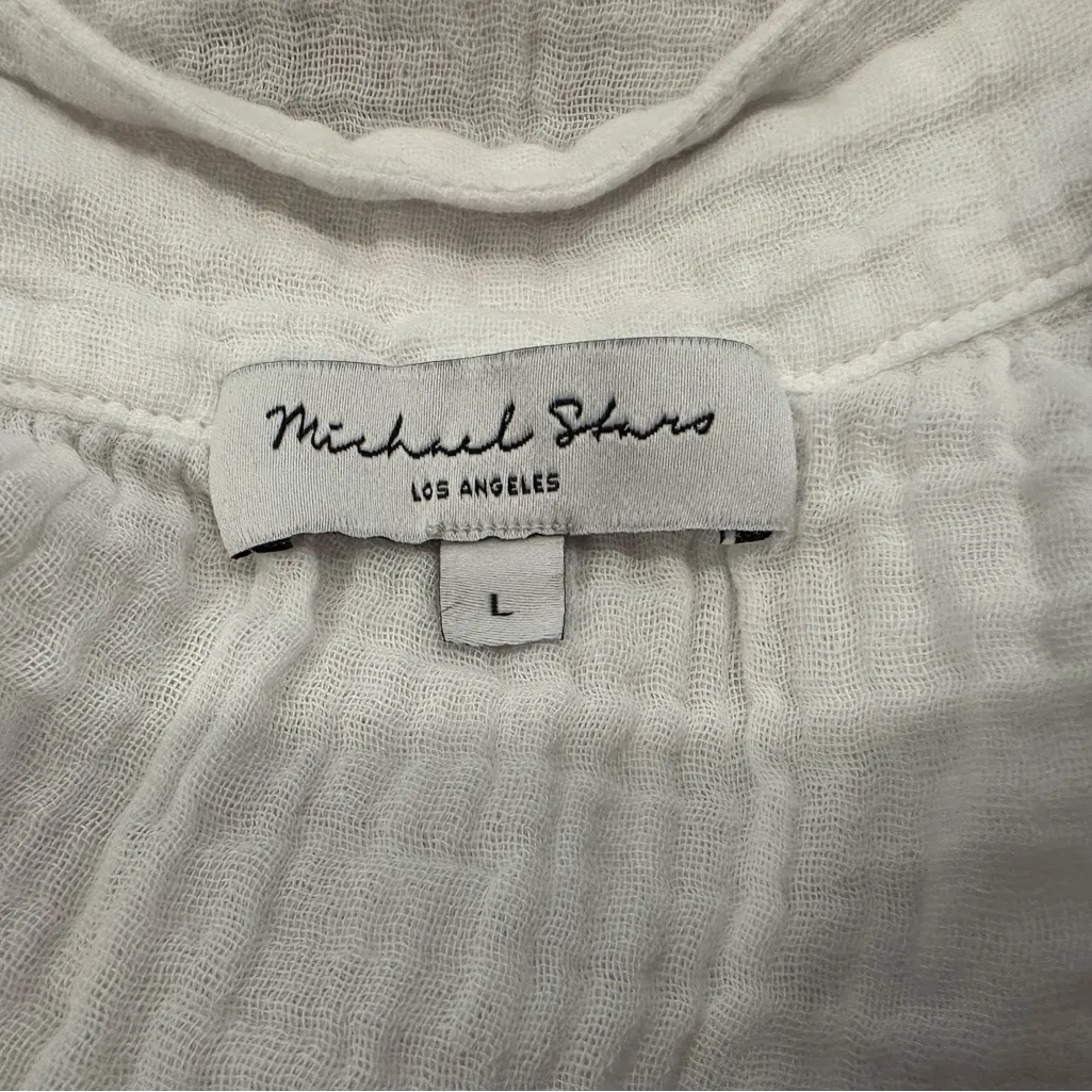 Michael Stars White Gauze Tank Top Large L - Image 4