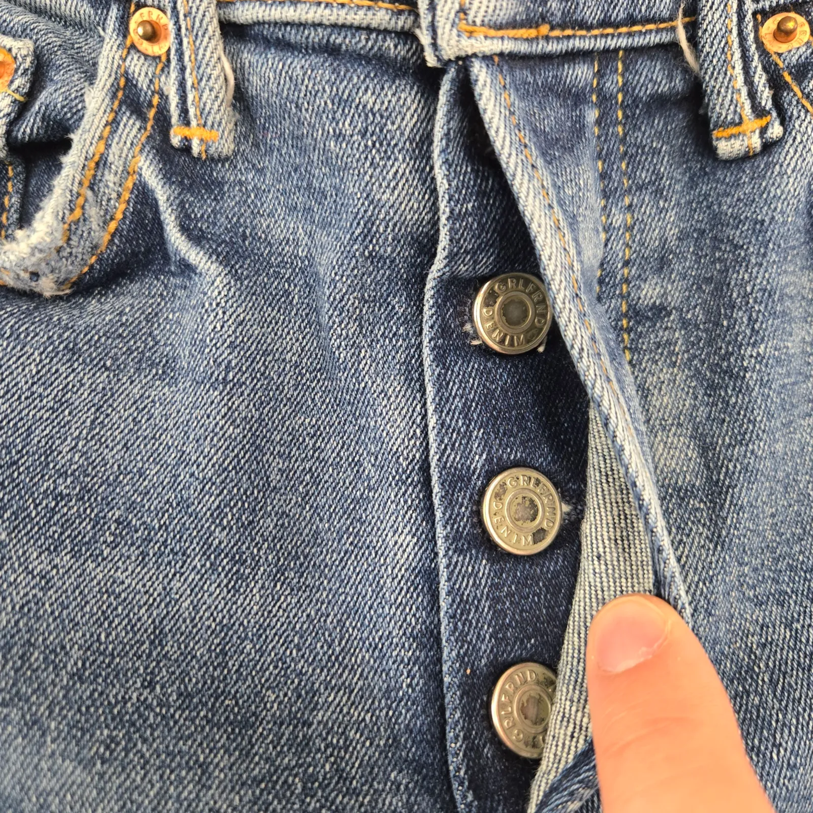 GRLFRND Karolina High-Rise Straight Jeans Groovy Situation Size 25 Made in USA - Image 4