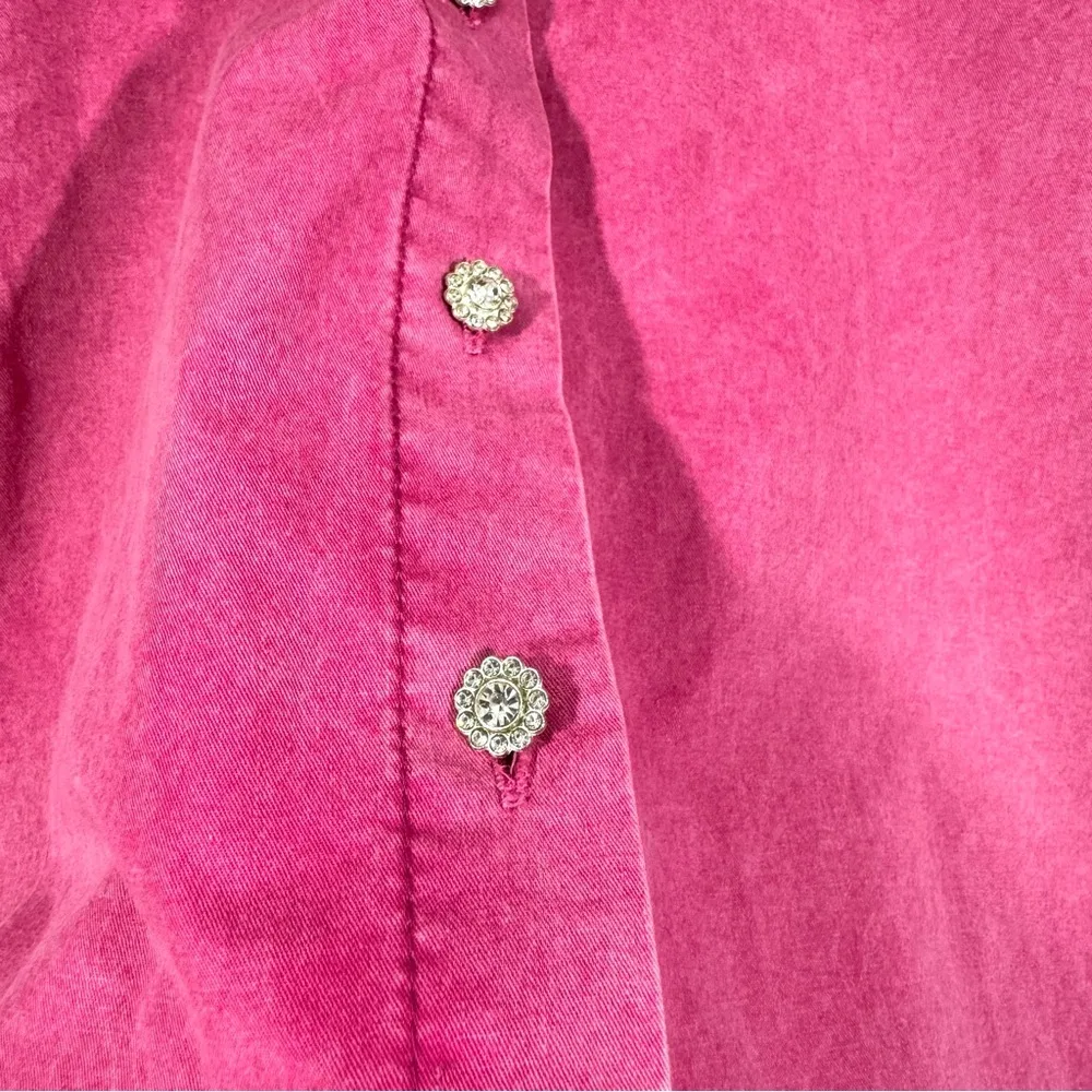 POL  Pink Cropped Button Down Shirt - Image 4