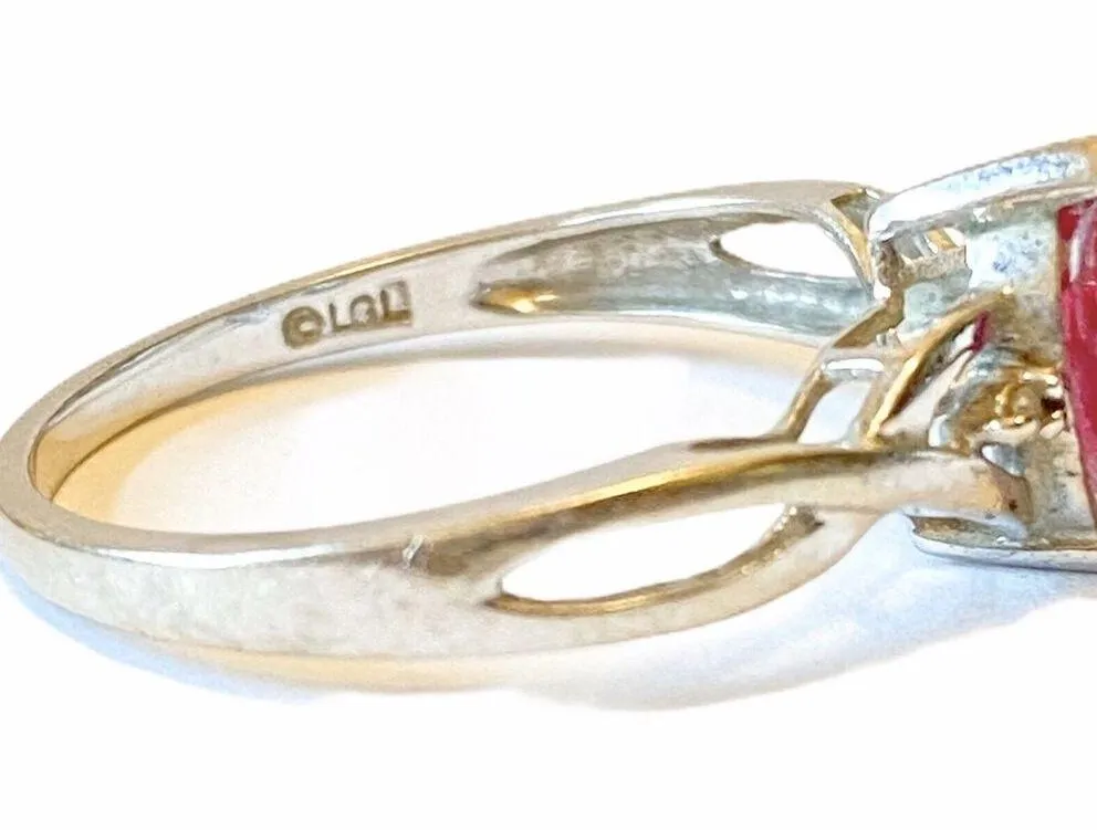 Women’s .75ct Marquise Cut Synthetic Ruby Ring 10k White Gold Diamond Accents 7 - Image 5