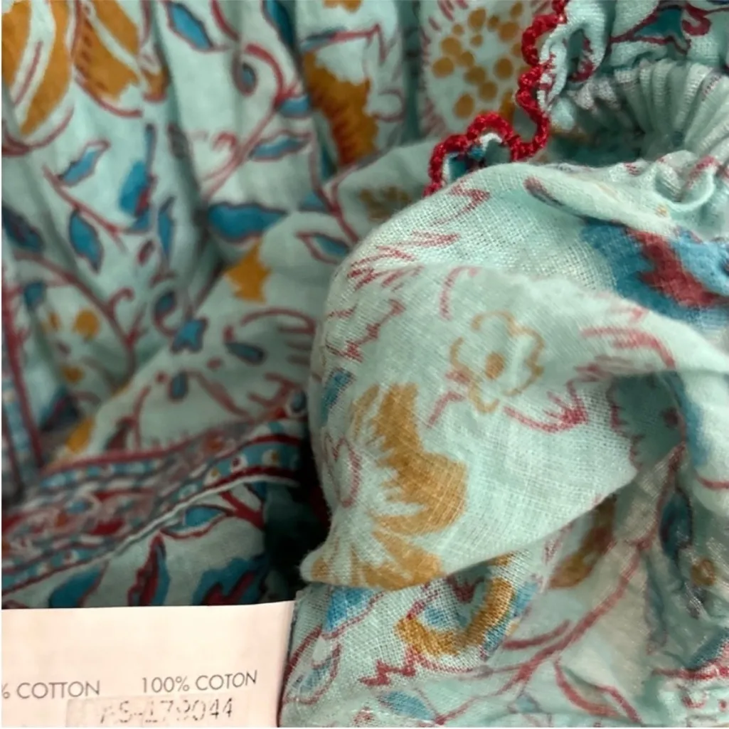 Poupette St Barth Nana Blue Floral Cropped Elastic Long Sleeve Top Medium - Image 10