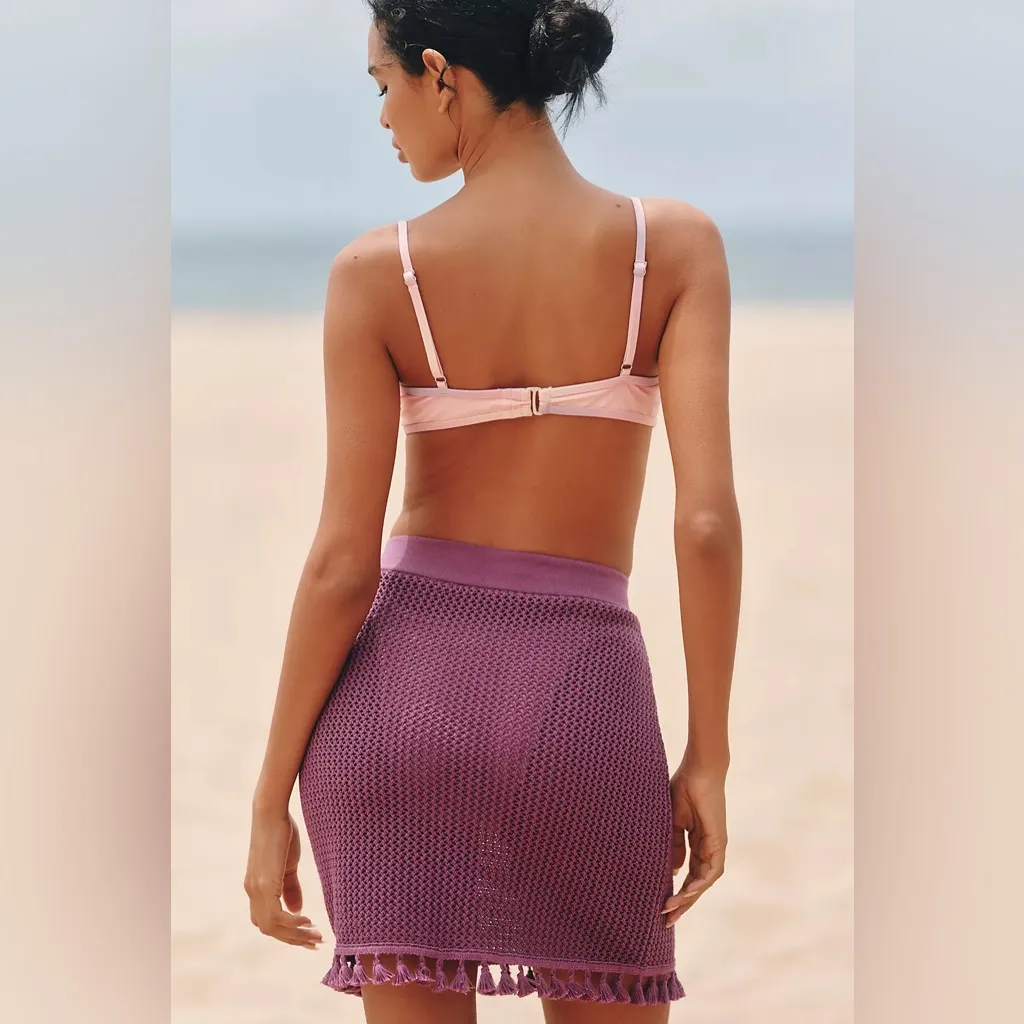 Celandine Crochet Tassel Mini Skirt - Magenta - Image 3