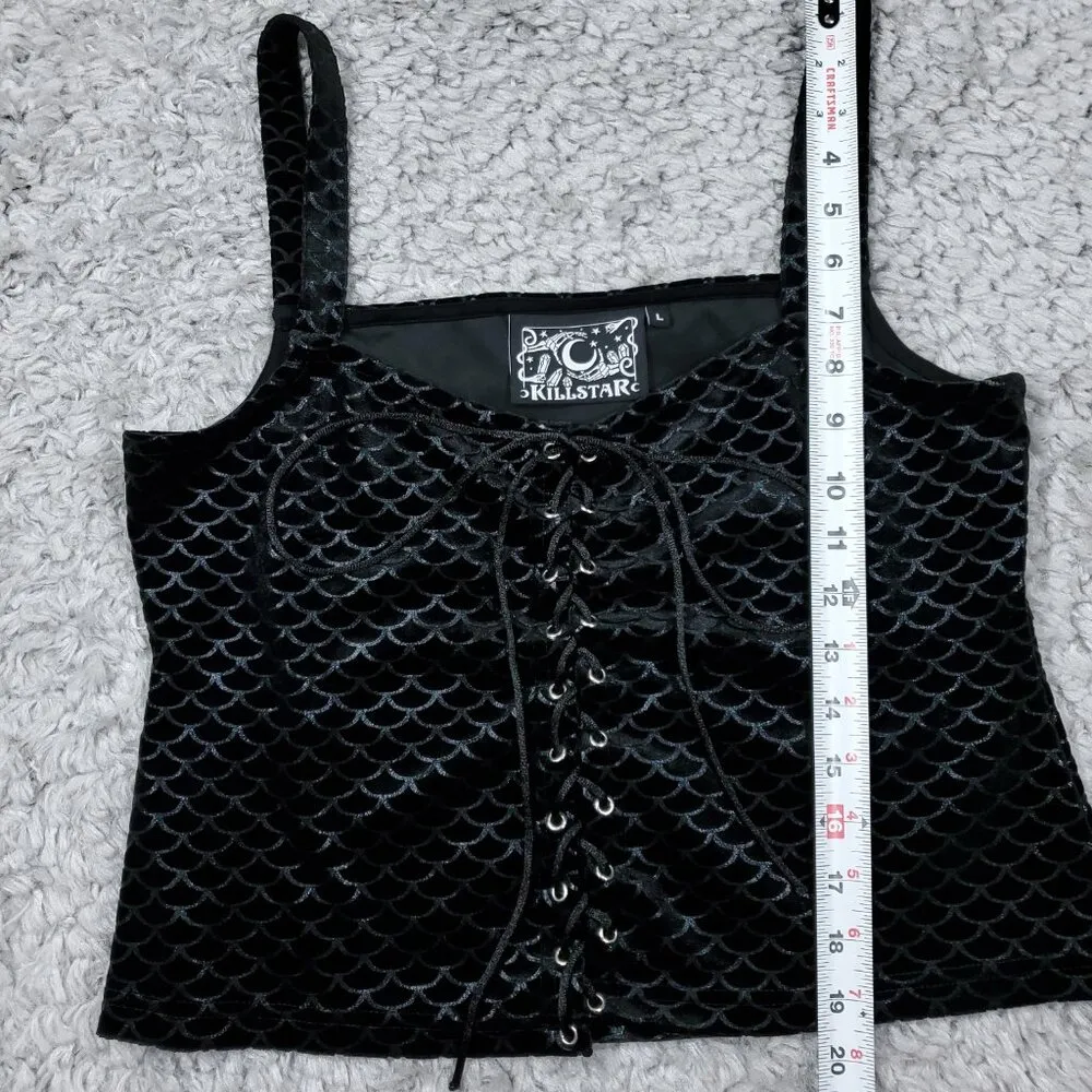Killstar Black Sea Vest Lace Up Tank Top Mermaid Size Large Goth Witch - Image 5