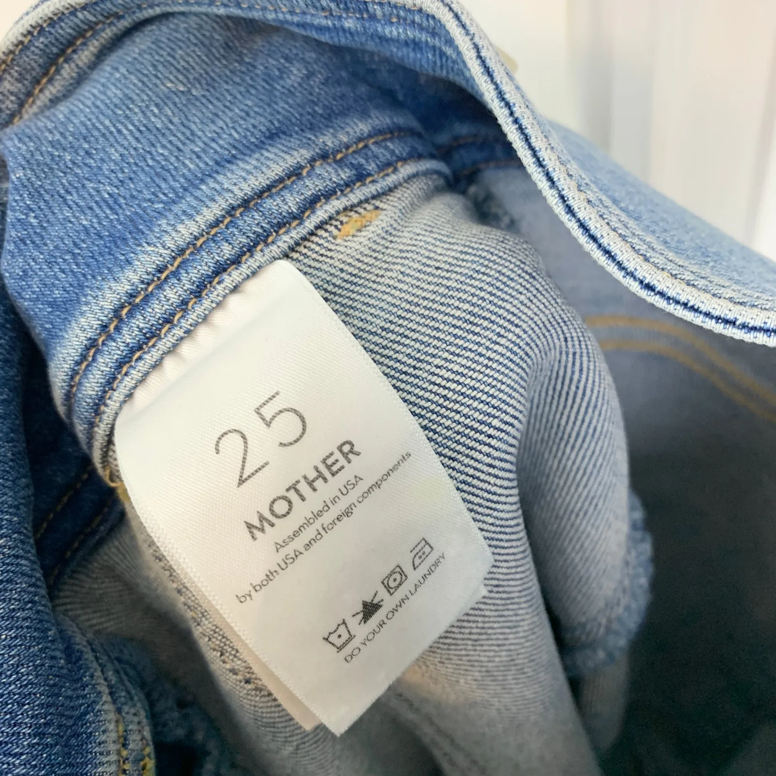 Mother The Wrapped Up Patch High Rise Ankle Straight Leg Jean Let's Trip Size 25 Blue - Image 6