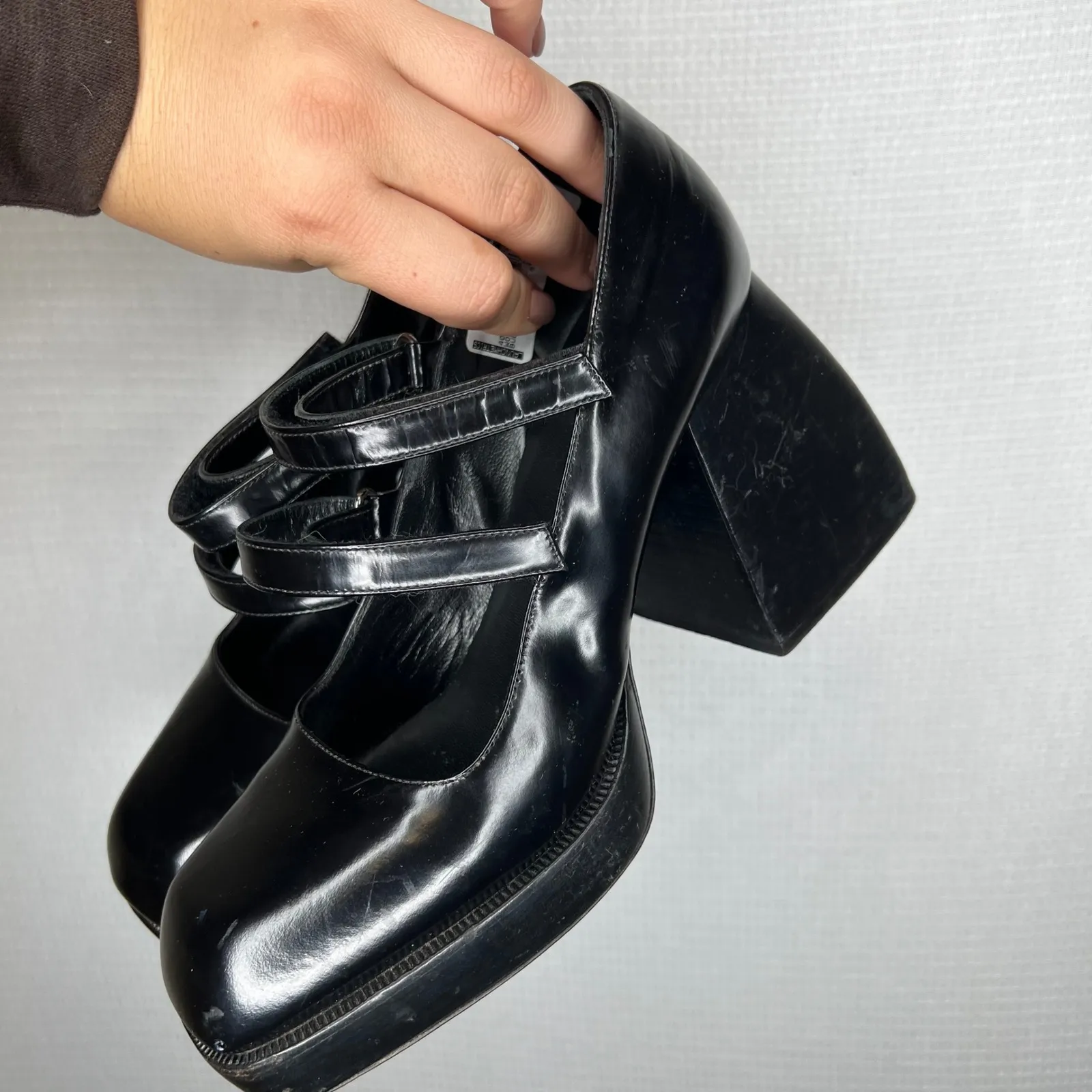 Nodaleto Bulla Babies Platform Mary Janes Square Toe Block‎ Heel Size 40 Pumps Black - Image 4