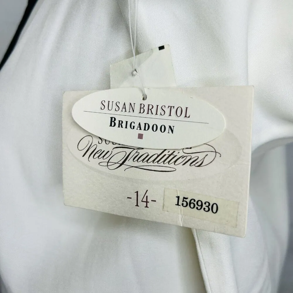 Vintage Susan Bristol Button-Down Blouse Shirt Sz 14 Ivory with Black Trim NWT - Image 11