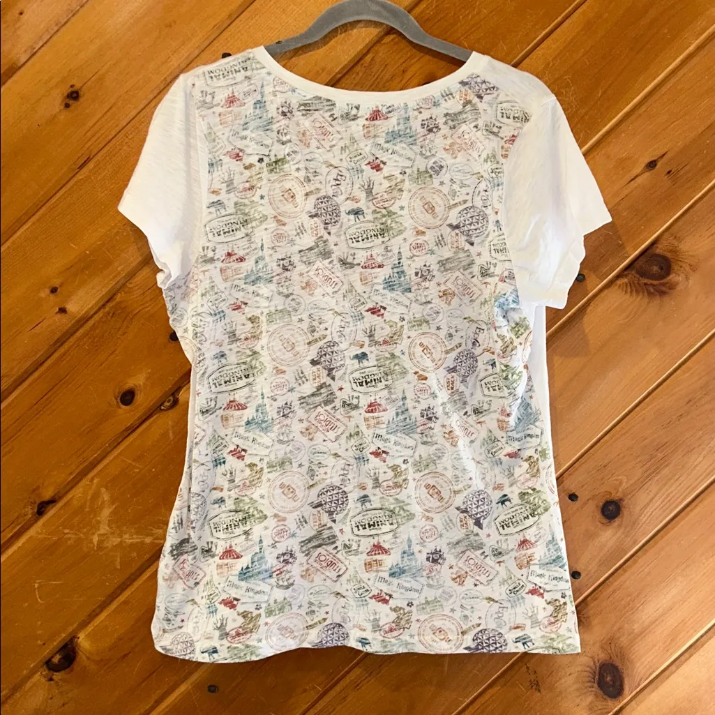 Disney parks & attractions vintage stamps vneck tshirt - Image 5