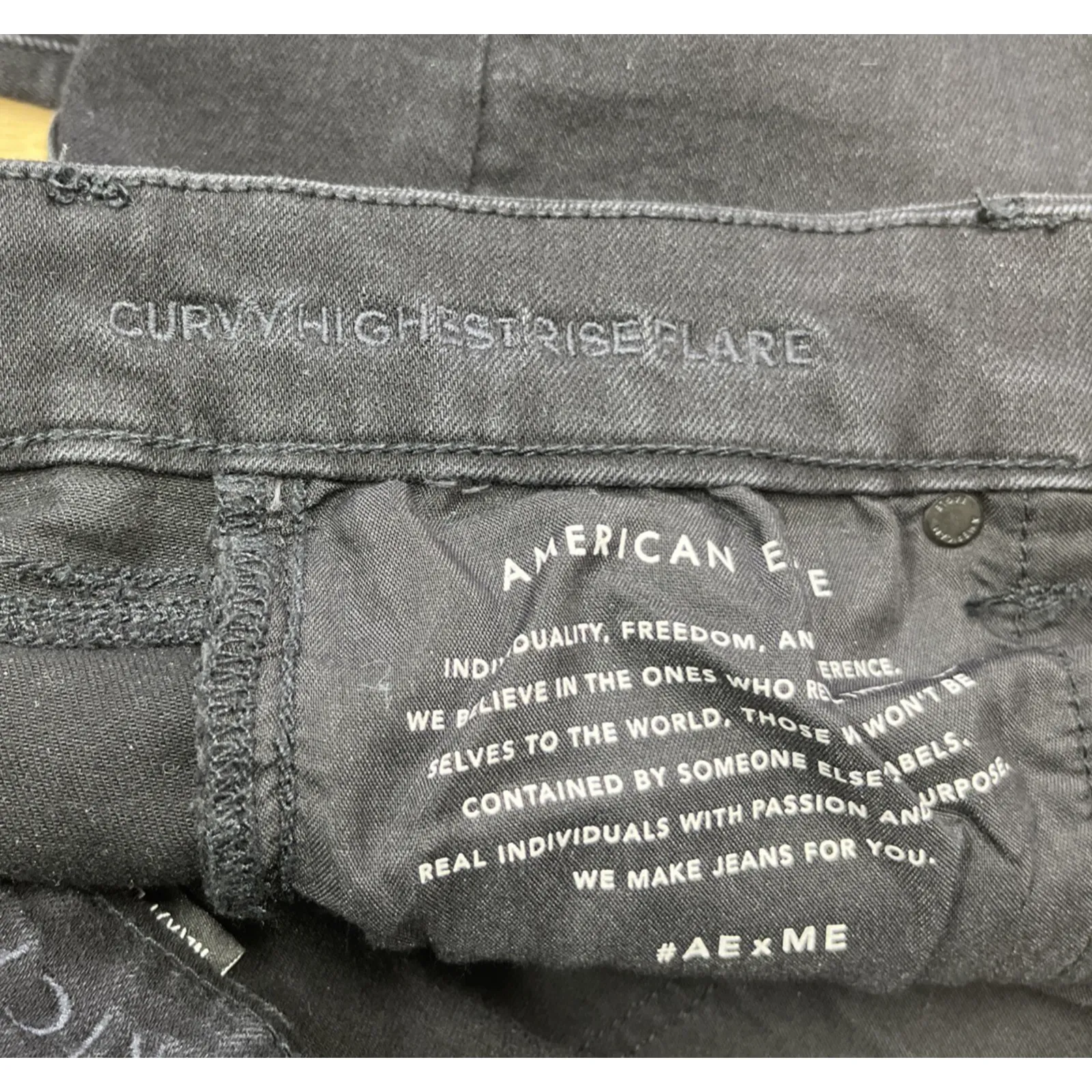 American Eagle Curvy Highest Rise Flare Jeans Black Women's Size 6 Stretch Boho - Image 3