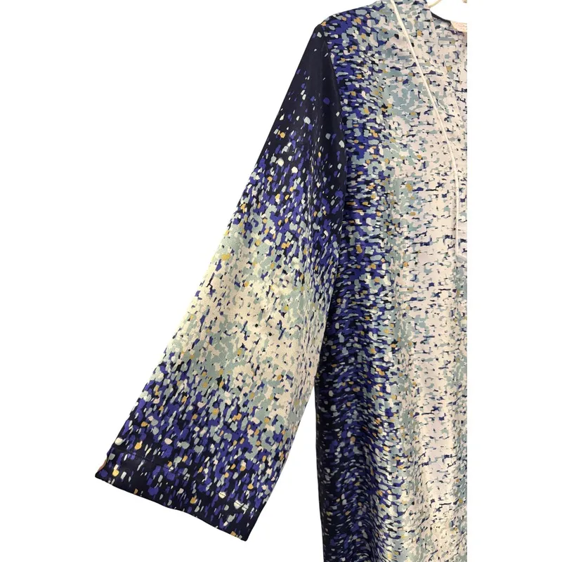 Vintage‎ Oscar de la Renta Pink Label Maxi Dress XL Polyester Long Sleeves Print - Image 7