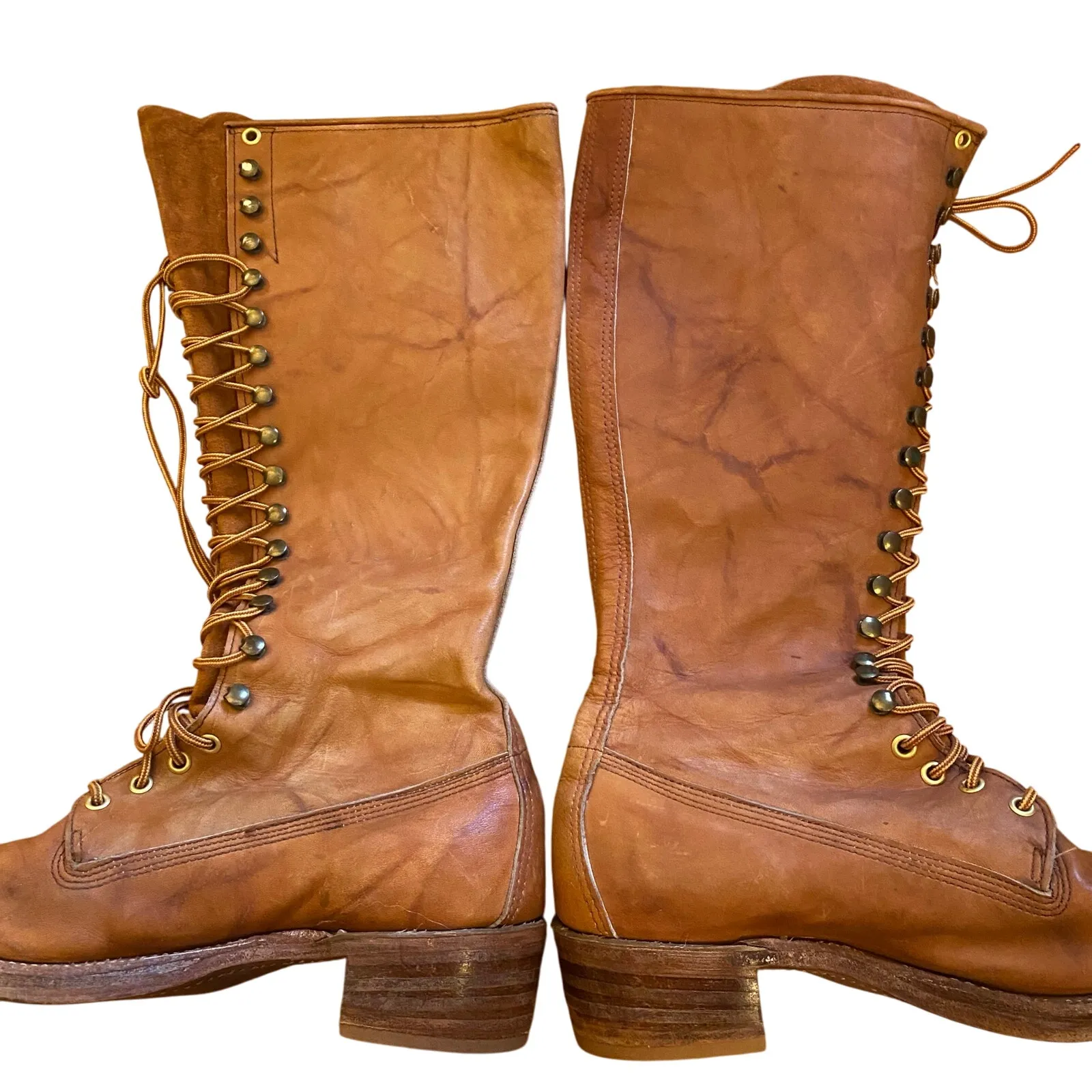 Frye Vintage 70s Brown Leather Knee High Campus Lace Up Boots Women's size 11 - Image 6