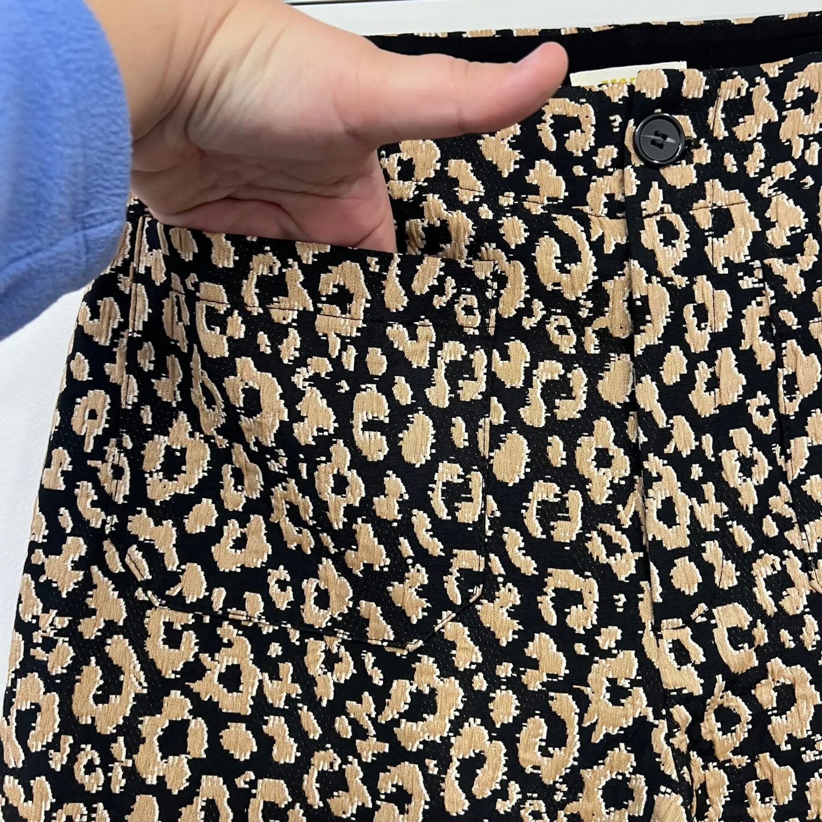 Maeve Anthropologie Womens Pants 4 Leopard Wide Leg Crop Trouser Animal Brocade - Image 3