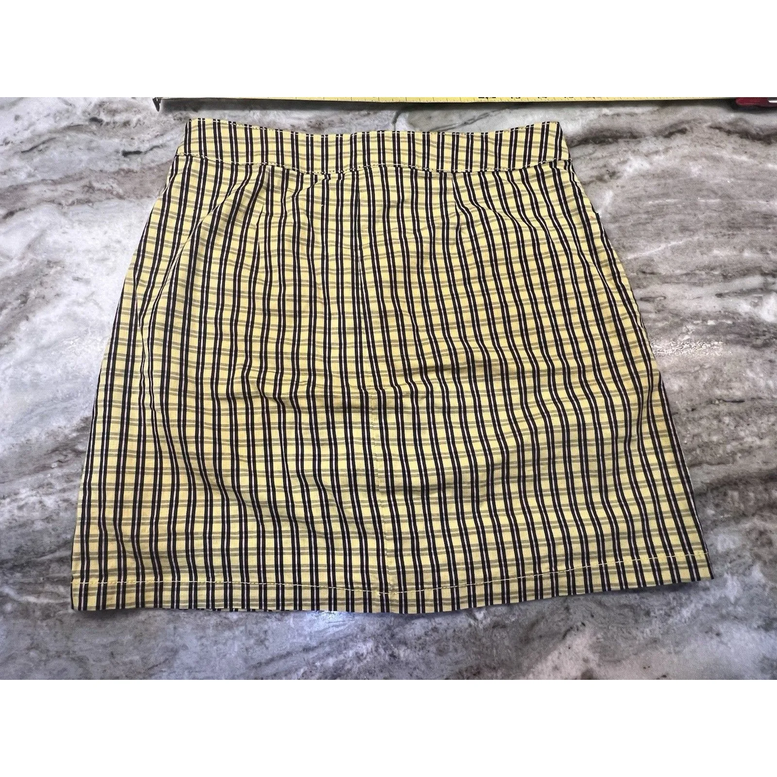 Y2K 90’s Plaid Skirt Clueless Arizona Jean Co Black Yellow Zip Juniors Twee Sz 7 - Image 5