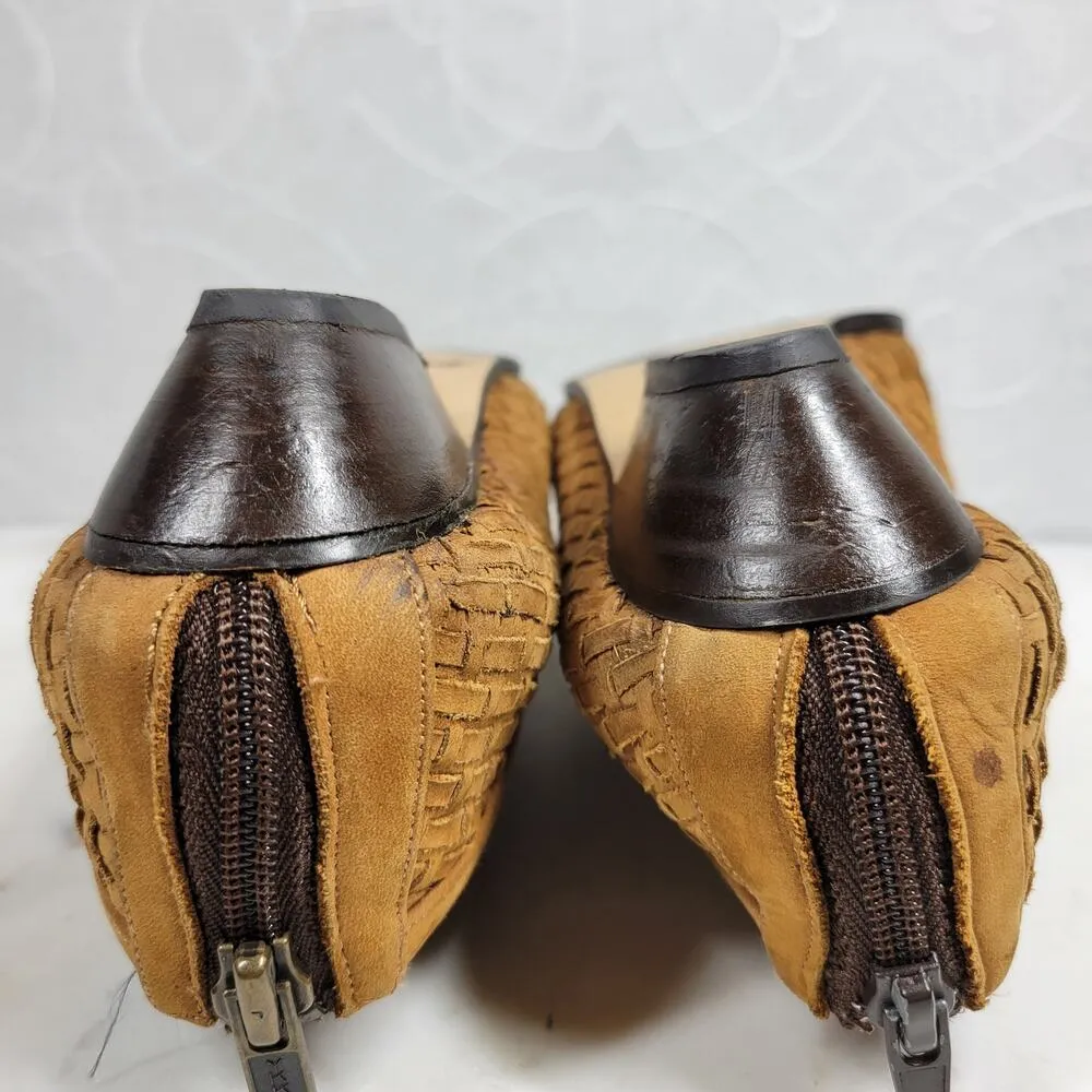 Amoura Papa Jimenez Mule Bootie Shoes Women 7.5 Brown Woven Slip On Pointed Toe - Image 13