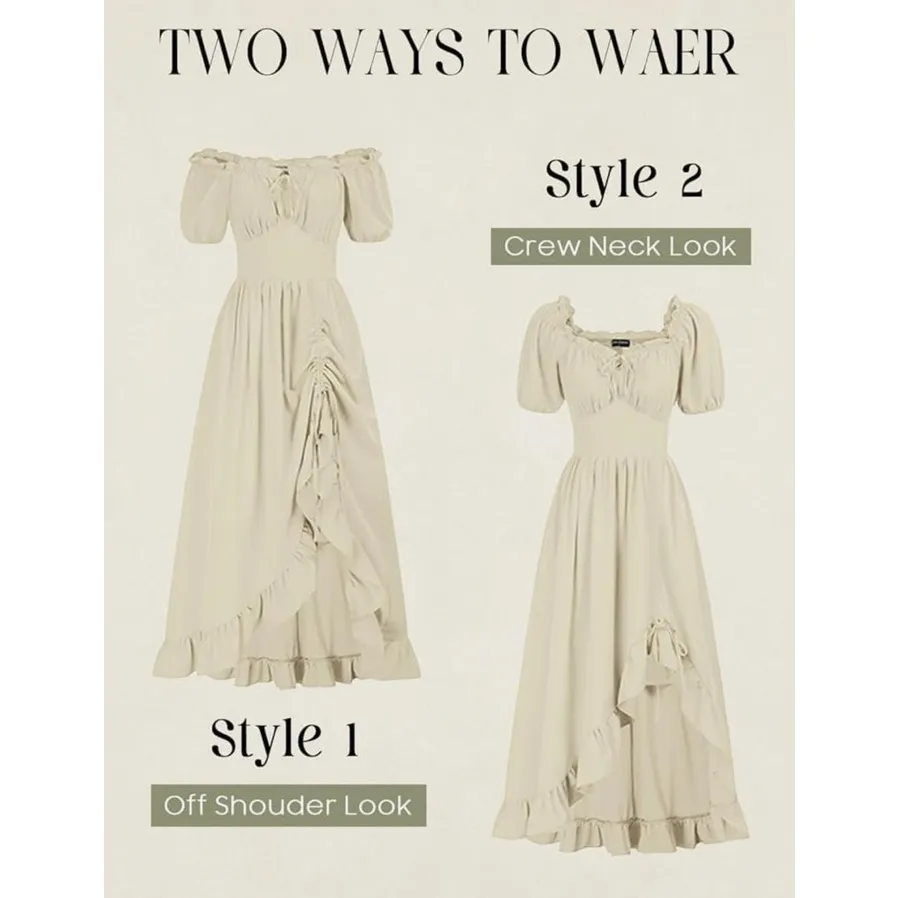 Scarlet Darkness Renaissance Dress NEW Size Large Ruffle Maxi Dress Cream - Image 2