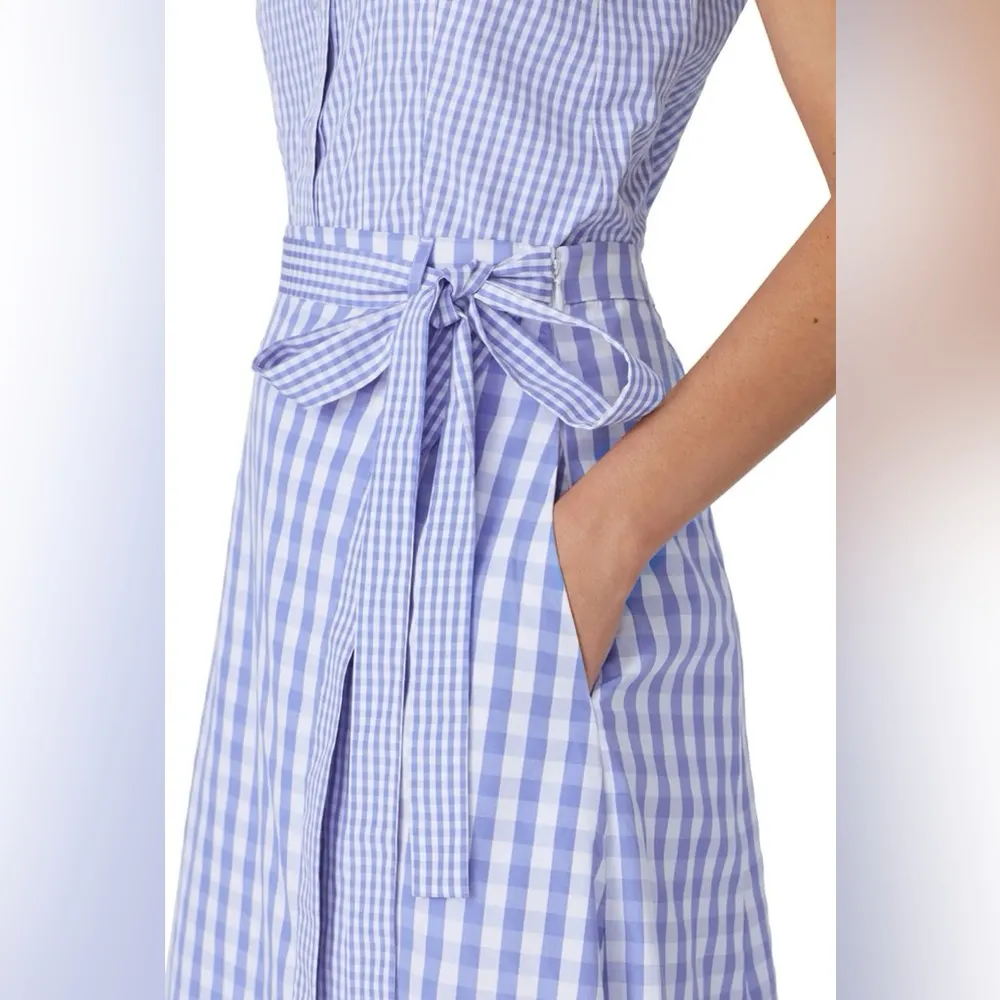 Thakoon Women’s Gingham Wrap Midi Blue Skirt Size 8‎ - Image 3