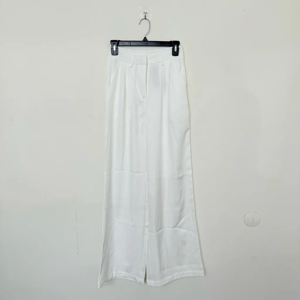 Rihoas White Ruched Straight Pants Size XS - Image 8