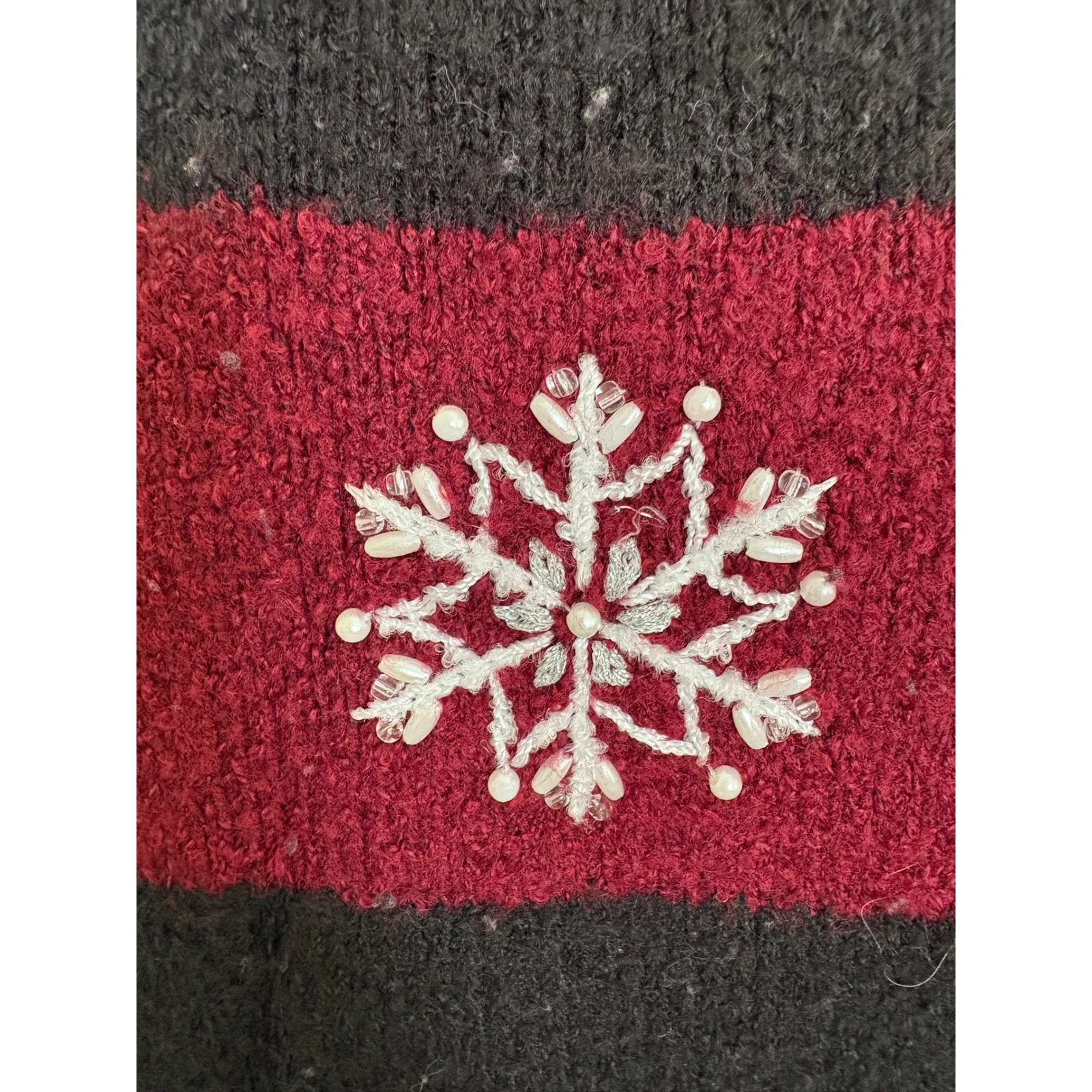 Vintage Breckenridge Petite Snowflake Patchwork Christmas Cardigan Sweater - Image 5