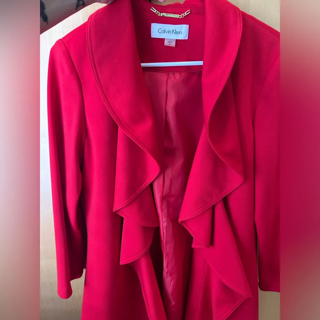 Calvin Klein Women's Scarlet Ruffle Blazer - Image 3